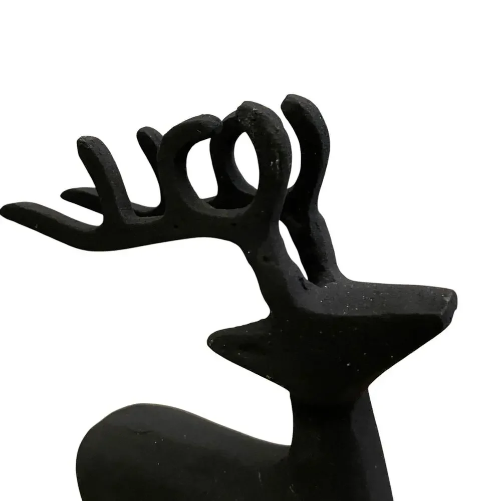 Set of 2 Black Metal Christmas Reindeer 11in Made in India Holiday Decor New